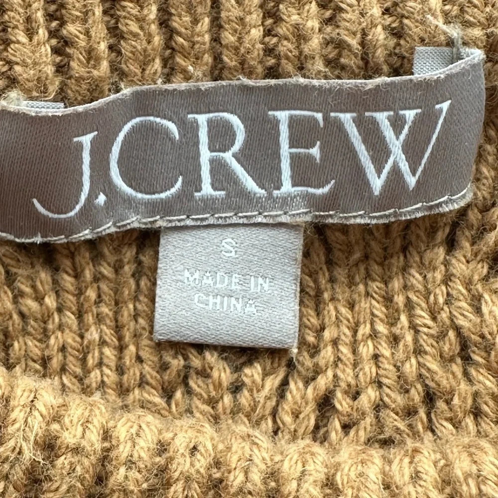 J. CREW Cable Knit‎ Sweater Cotton Fisherman Chunky Tan, Size Small